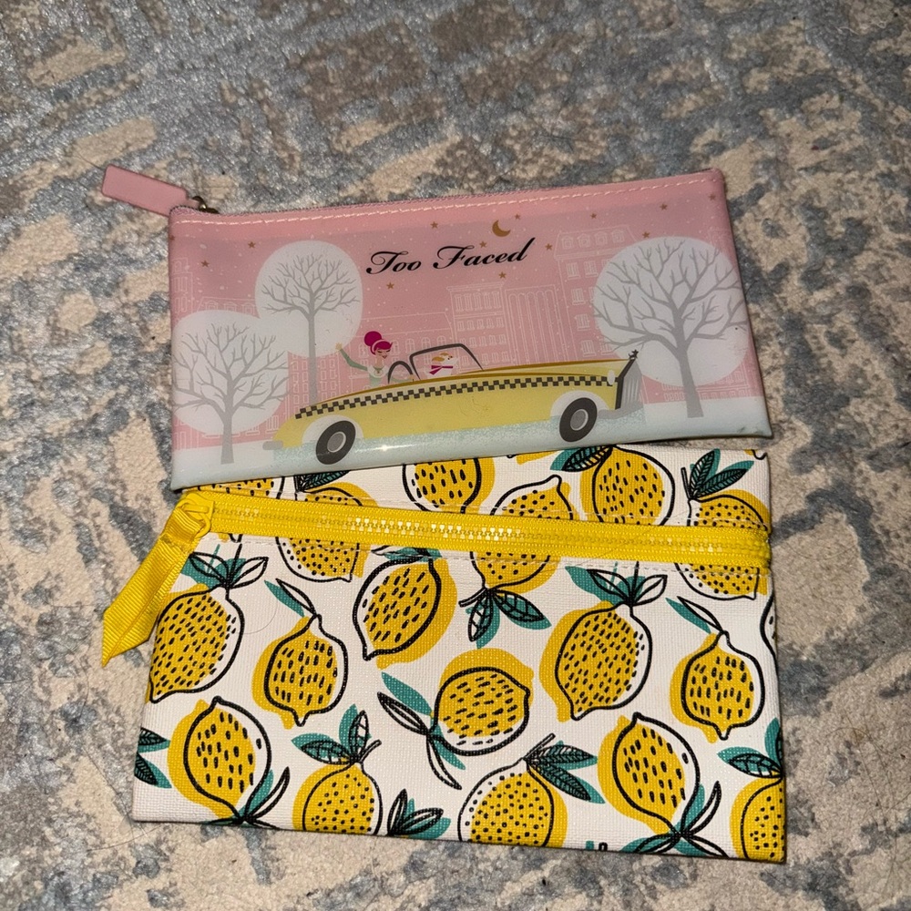 Too Faced Pink and Yellow Ipsy Pouches